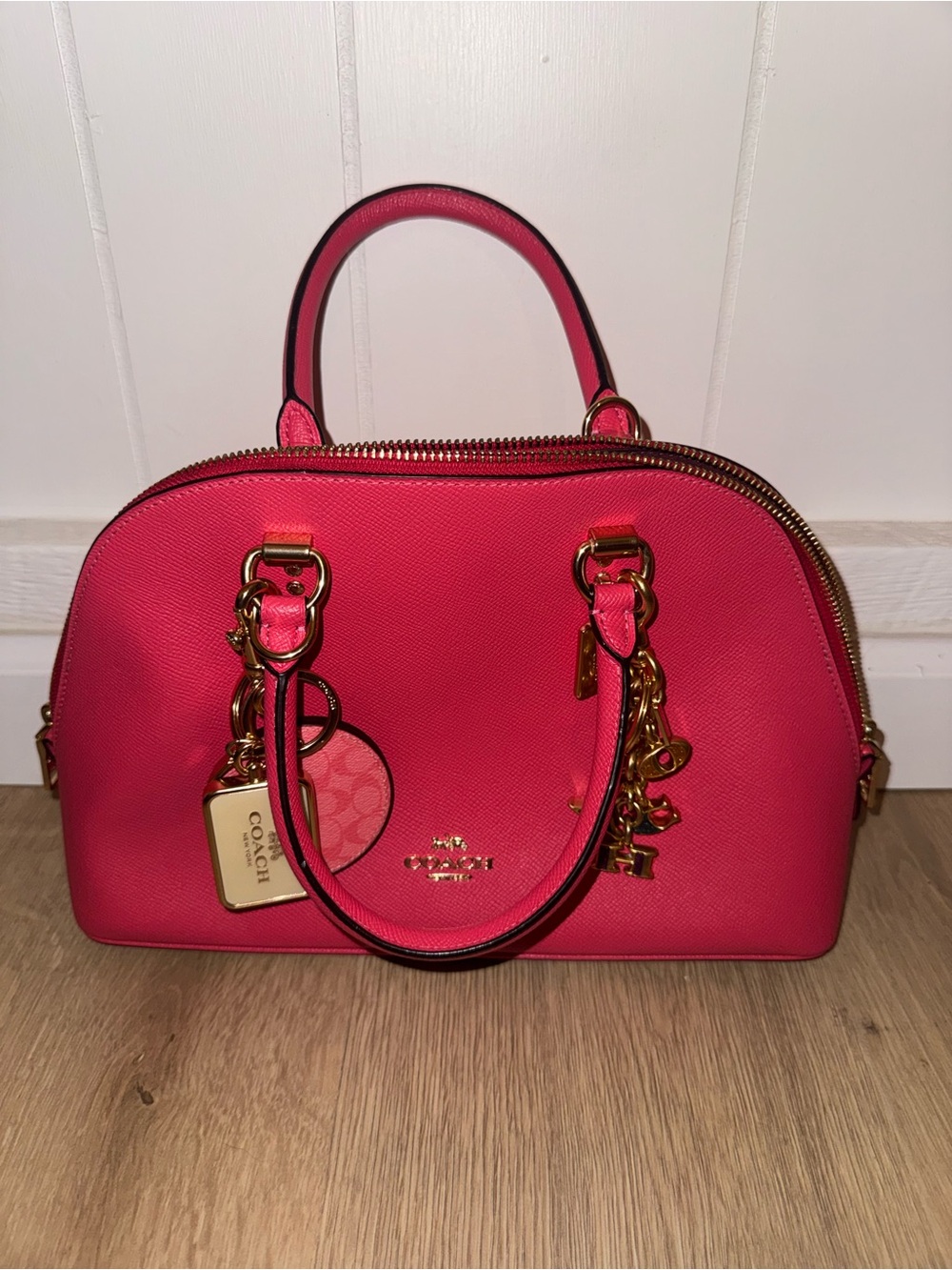 Coach Hot Pink Dome Satchel with Gold Hardware